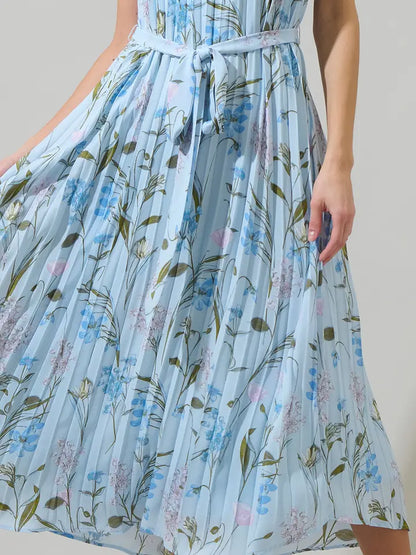 Leida Floral Maly Pleated Midi Dress