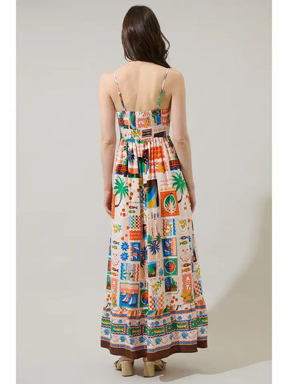 Lumy Mix Vin Smocked Maxi Dress