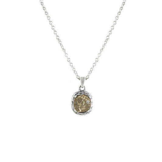 Silver Coin Necklace with Crystals