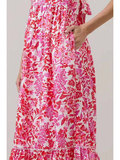 Reidy Floral Mawar Ruffle Midi Dress