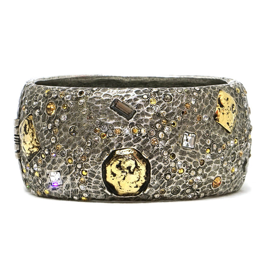 Hammered Coin Crystal Cuff